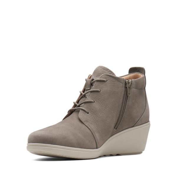 Clarks Womens Un Tallara Eva Ankle Boots Taupe Nubuck | UK-294358